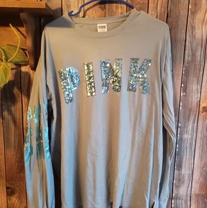 VS PINK Baby Blue Sequence Top
